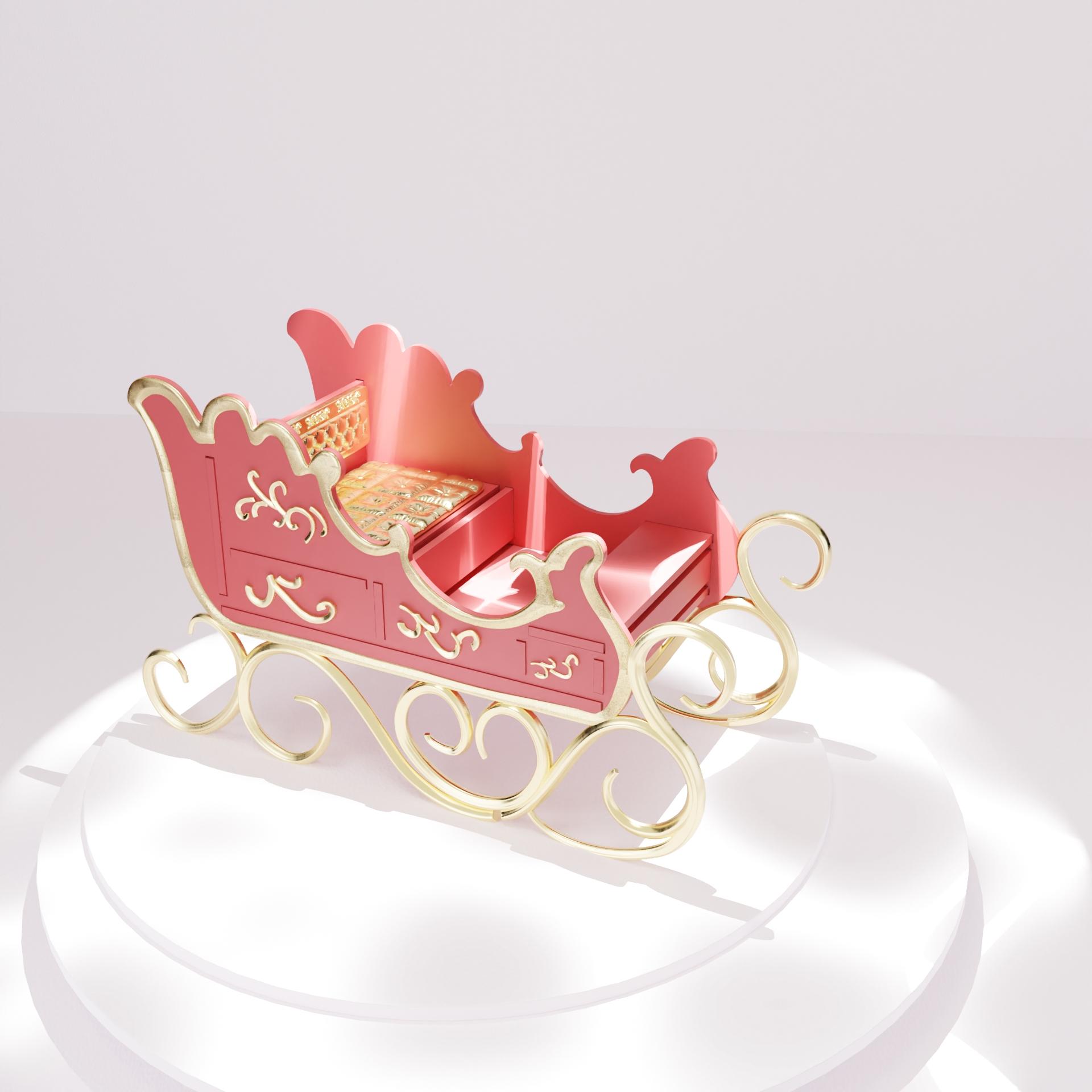 Santa Sleigh Card Toy 3d model
