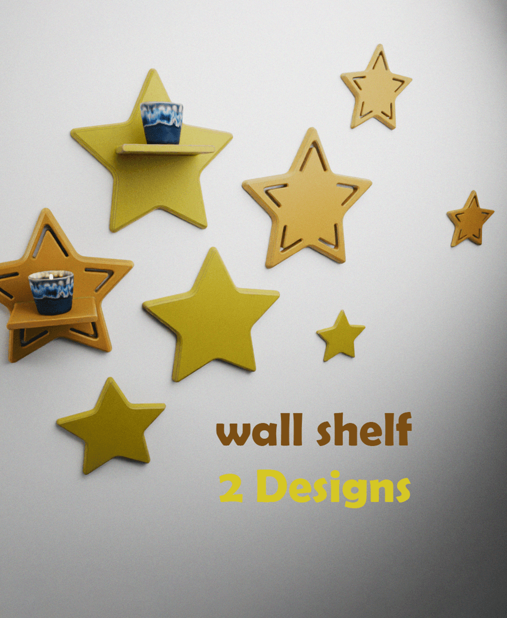 Star Wall Shelf Set 3d model