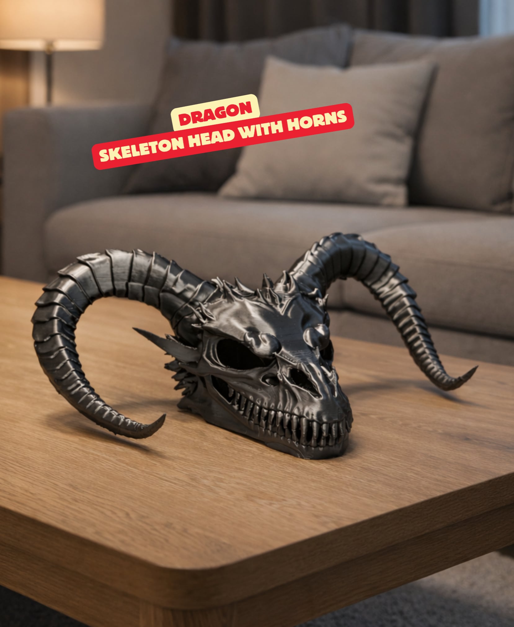 DRAGON SKELETON HEAD WITH HORNS / GOTHIC DECOR / HOMEDECOR / DECOR / SCULPTURE / ABSTRACT 3d model