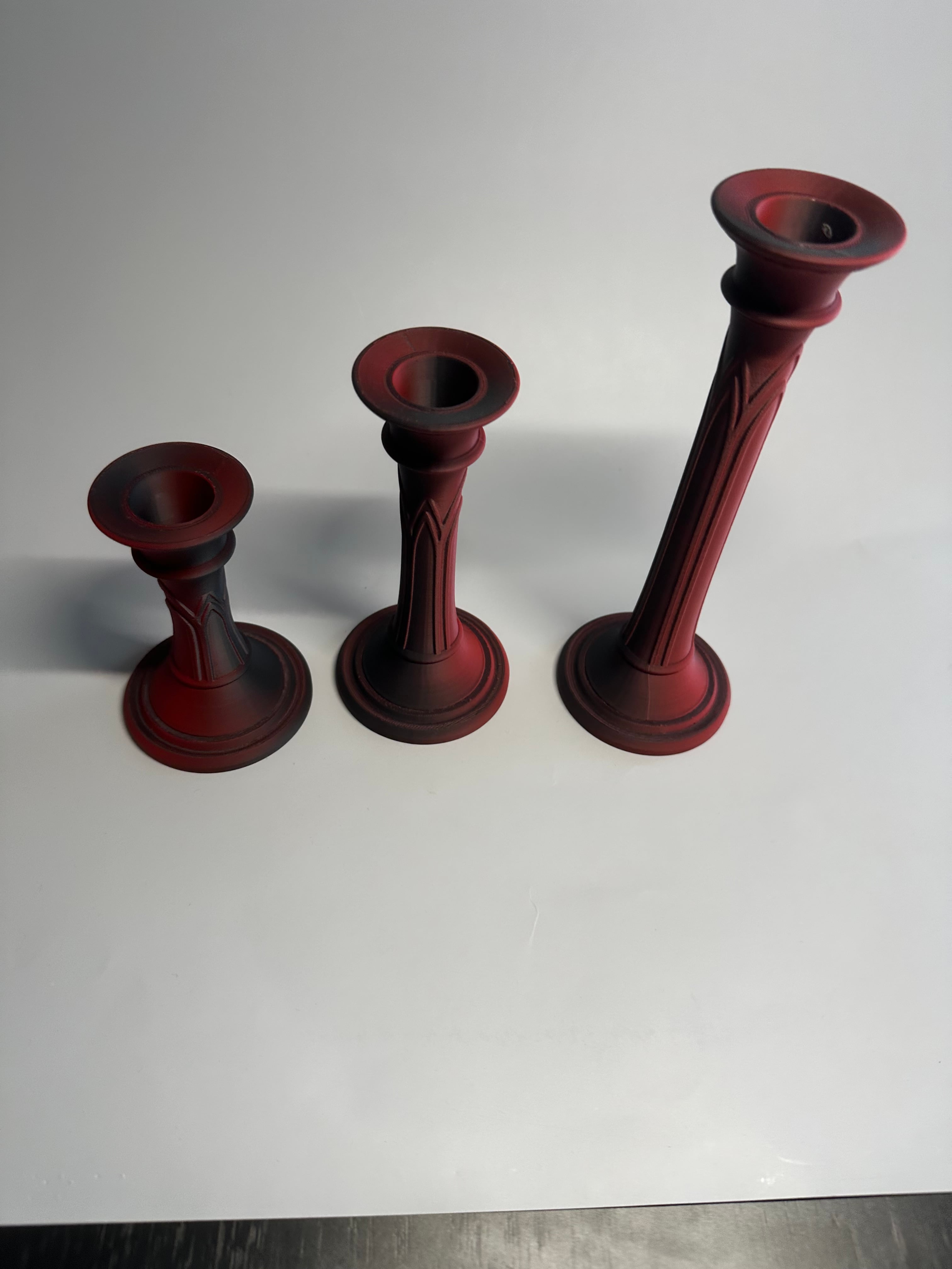Gothic Pillar Candle Holder Set 3d model
