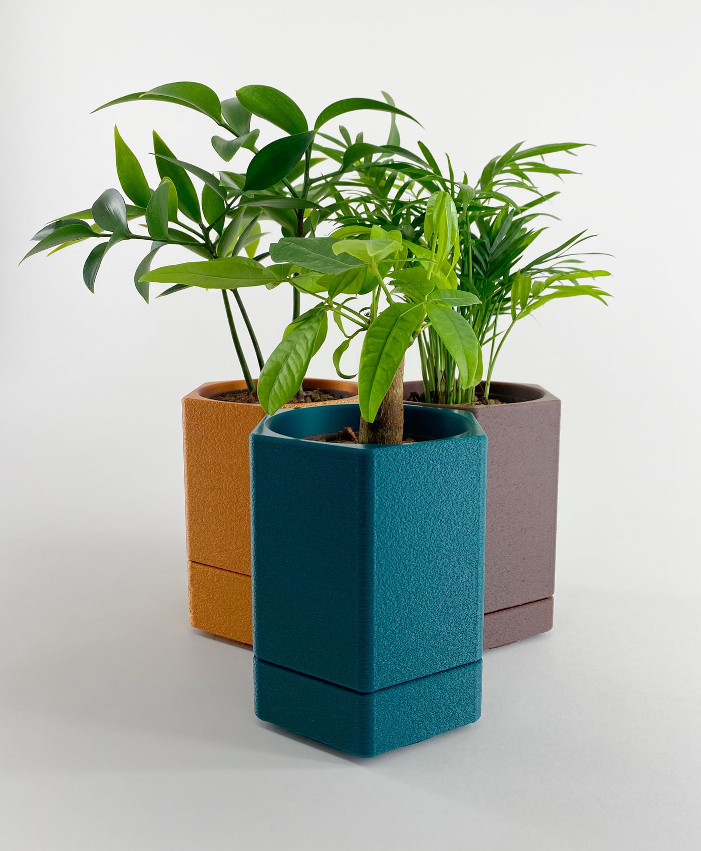 Planters Set With Drainer and Drip Tray - Modular Plant Flower Pots 3d model