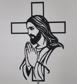 Praying Jesus Cross 2D Wall Art.stl 3d model