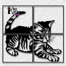 EXTRA LARGE 4 Panel Kitten wall art Print on ANY Printer 3d model