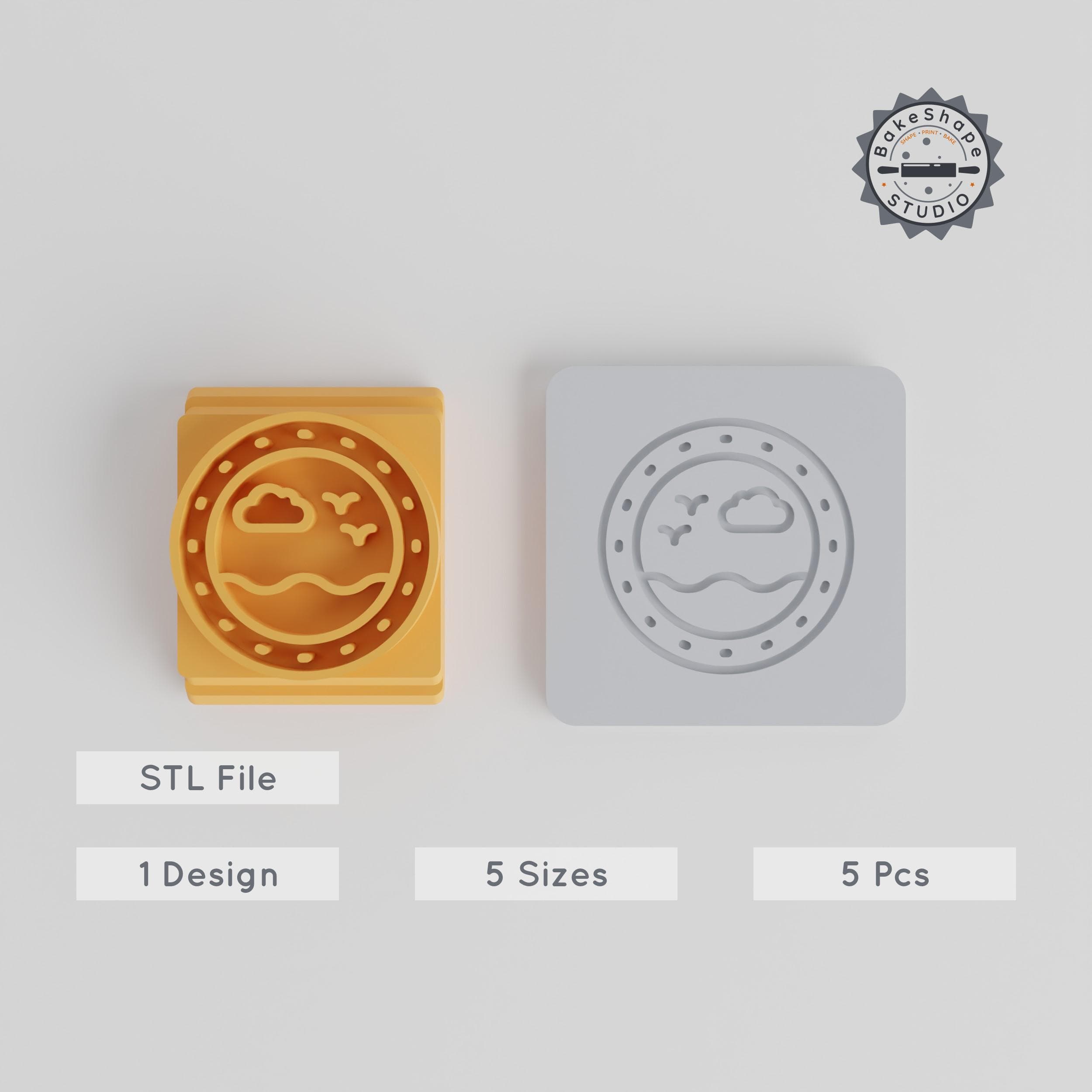 Ship Porthole Stamp Tile Set, 5 Sizes 20-40mm, Perfect for Clay, Cookie & Fondant, Ocean Nautical Theme PRODUCT_1672 3d model