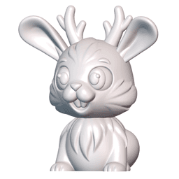 Cute Cryptid Fuzzy Jackalope Figure Adorable Fantasy Creature 3d model