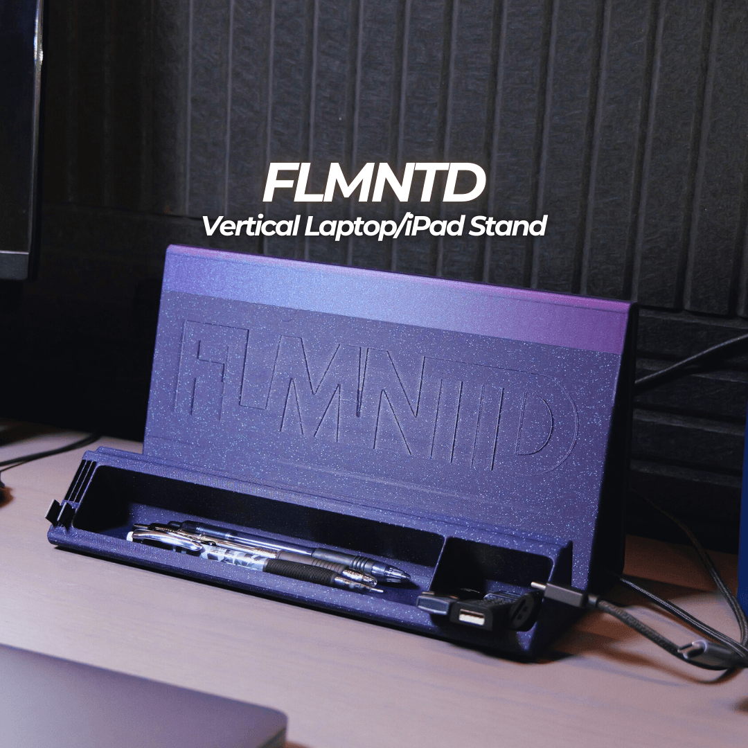FLMNTD Vertical Laptop & iPad Stand with Desk Organizer | No-Support Print - Free download 3d model