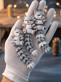 Cute Flexi Baby Wolf Toy / Keychain - FREE 3d model