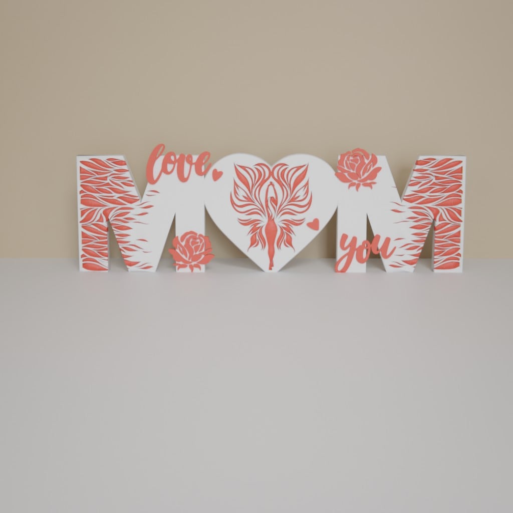 MOM” Multi‑Color 3D Printed Decorative Lettering – AMS Edition 3d model