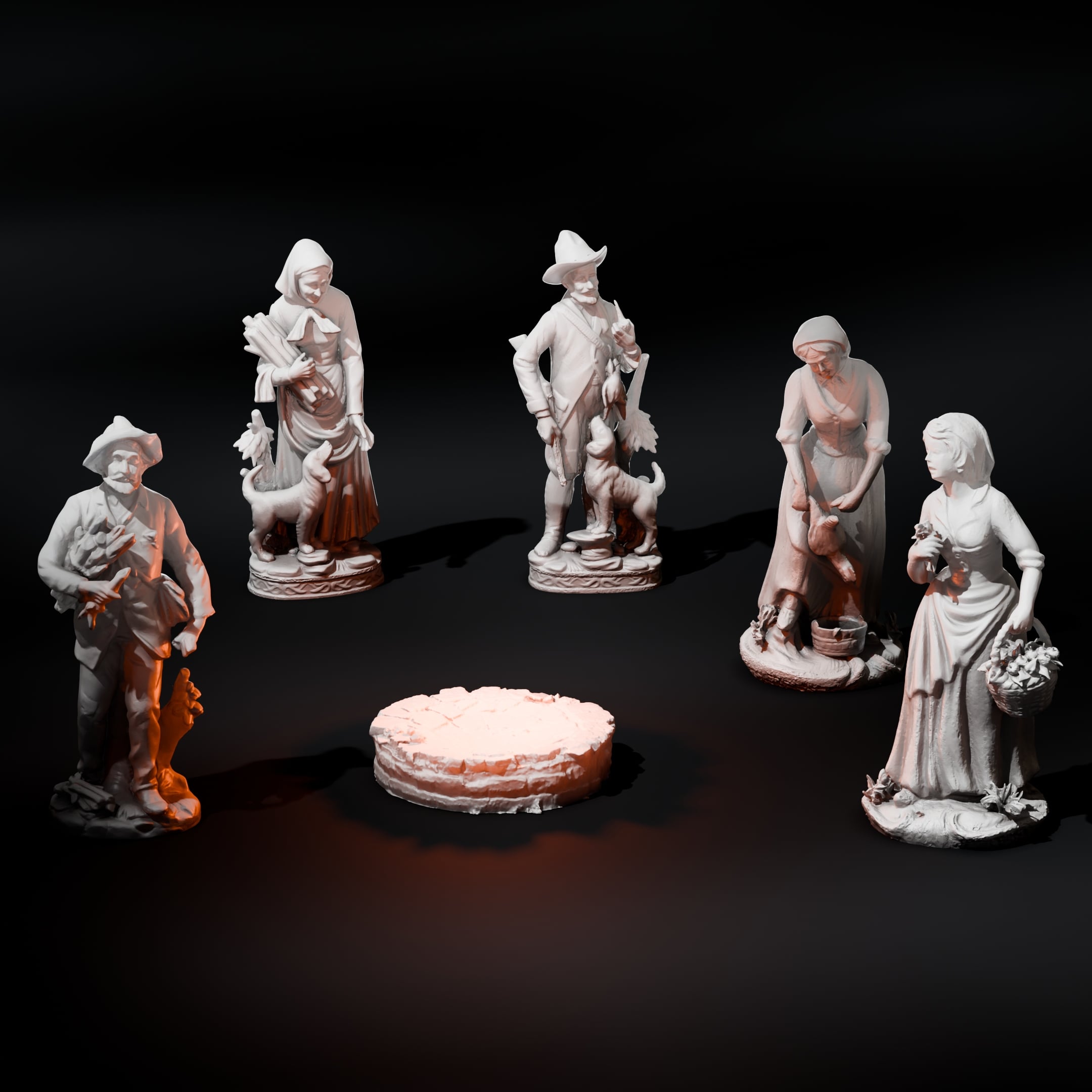 Village NPC Collection with Plinth 28mm Heroic 3d model