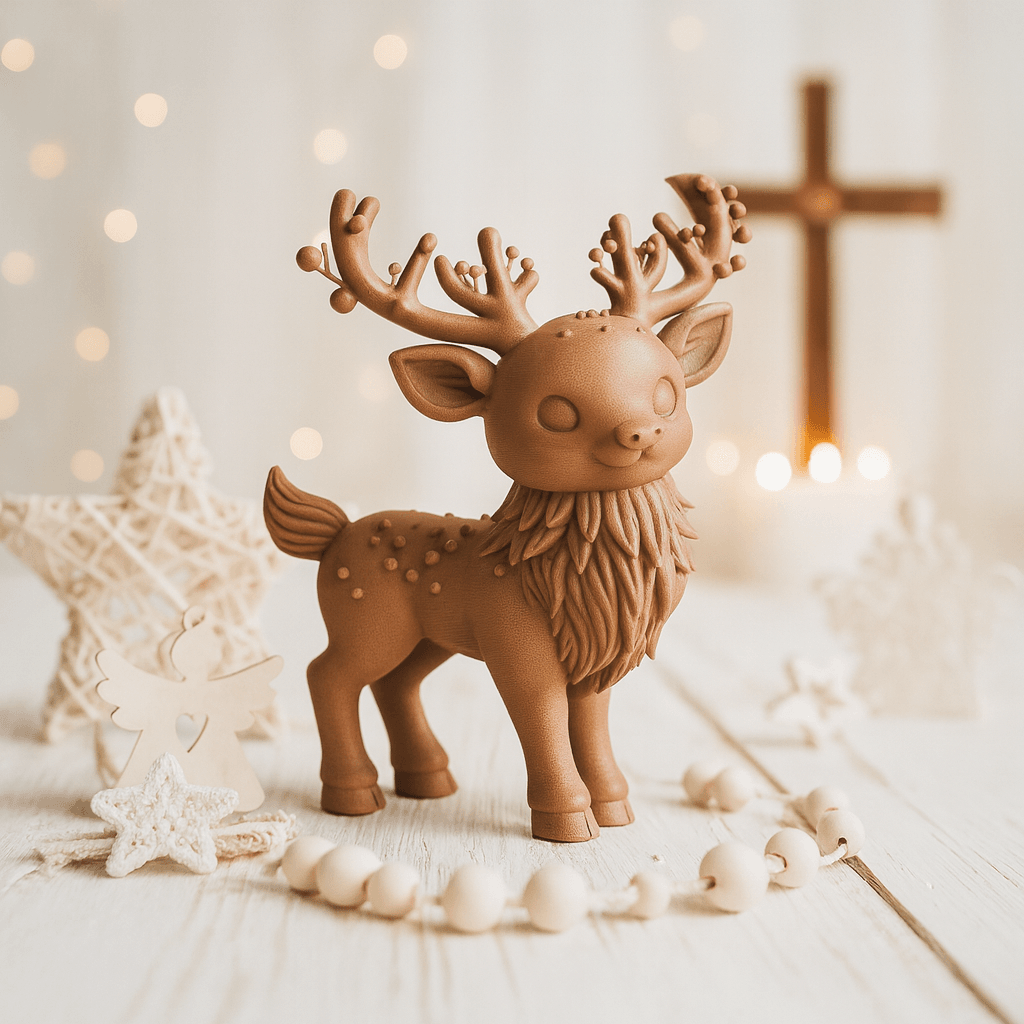 Magic Christmas Deer Figure | Cute Reindeer Sculpture | Holiday Fantasy Table Decoration 3d model