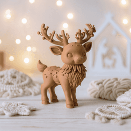 Magic Christmas Deer Figure | Cute Reindeer Sculpture | Holiday Fantasy Table Decoration 3d model