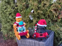C3PO & R2D2 on sledge ride with their stepdad 3d model