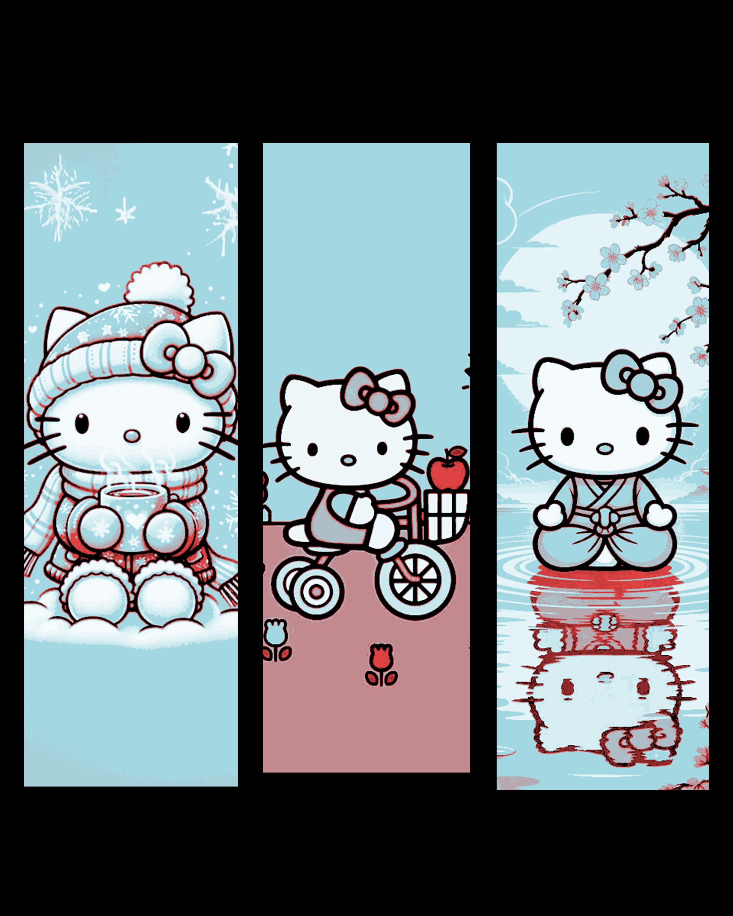 Hello Kitty Fanart - Blue and Pink Set of Bookmarks 3d model