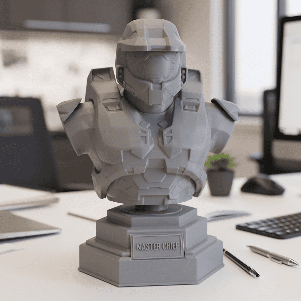 Master Chief Bust Statue Figurine 3d model