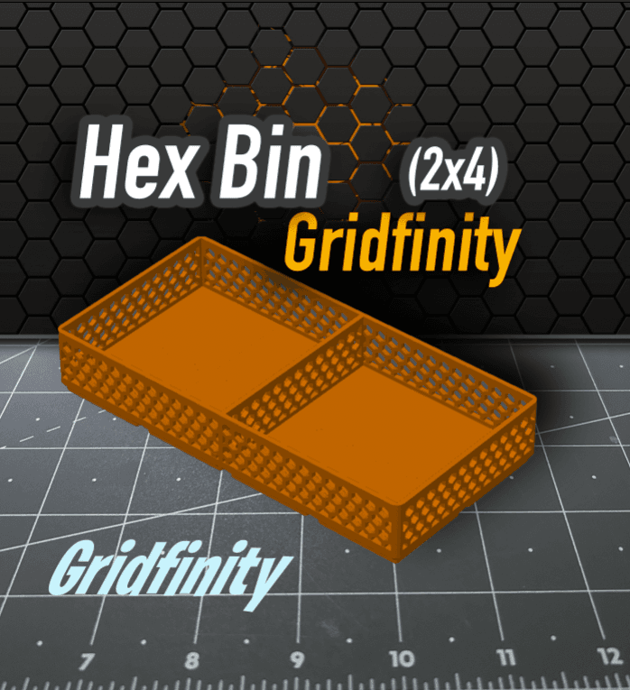 Hex Bin w/Divider Gridfinity 2x4 3d model