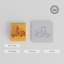 Steam Roller Stamp Collection, 5 Sizes for Clay, Cookie & Fondant Crafting, Perfect Transportation & Construction Themed Designs PRODUCT_3373 3d model
