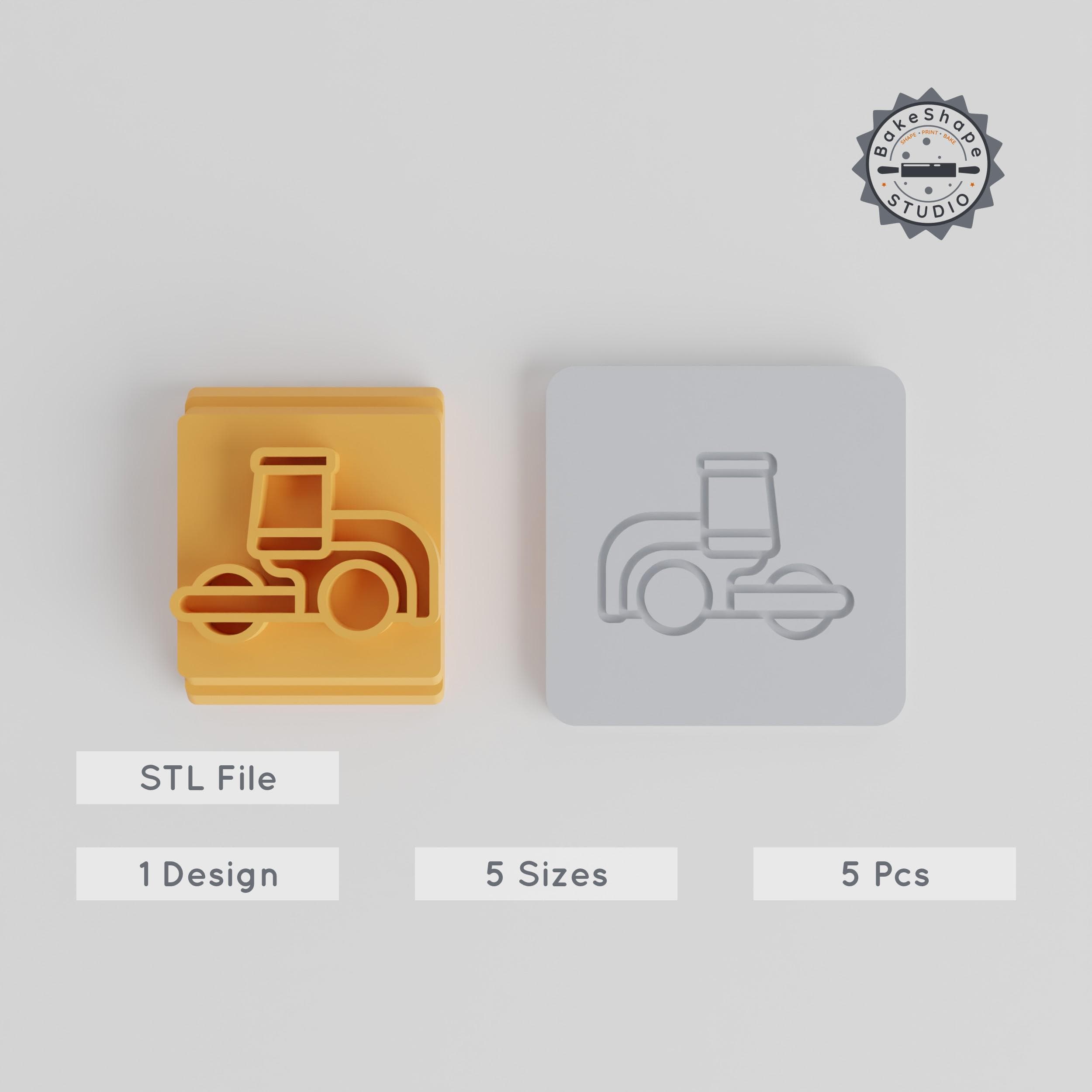 Steam Roller Stamp Collection, 5 Sizes for Clay, Cookie & Fondant Crafting, Perfect Transportation & Construction Themed Designs PRODUCT_3373 3d model