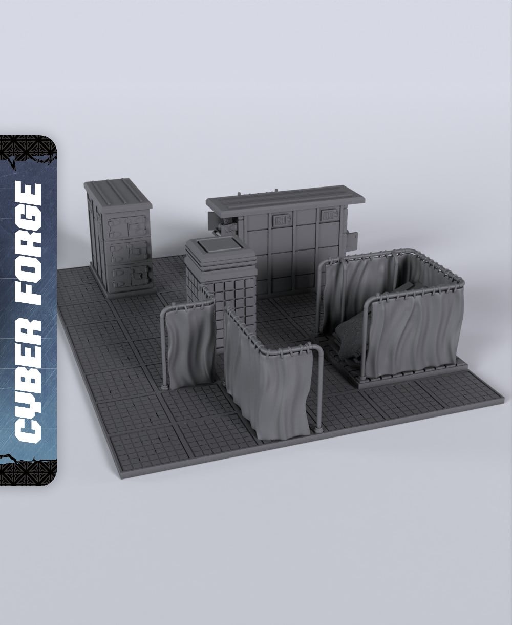 Reanimation Gridrunner Terrain - With Free Cyberpunk - Sci-Fi Gift Ideas for RPG 3d model