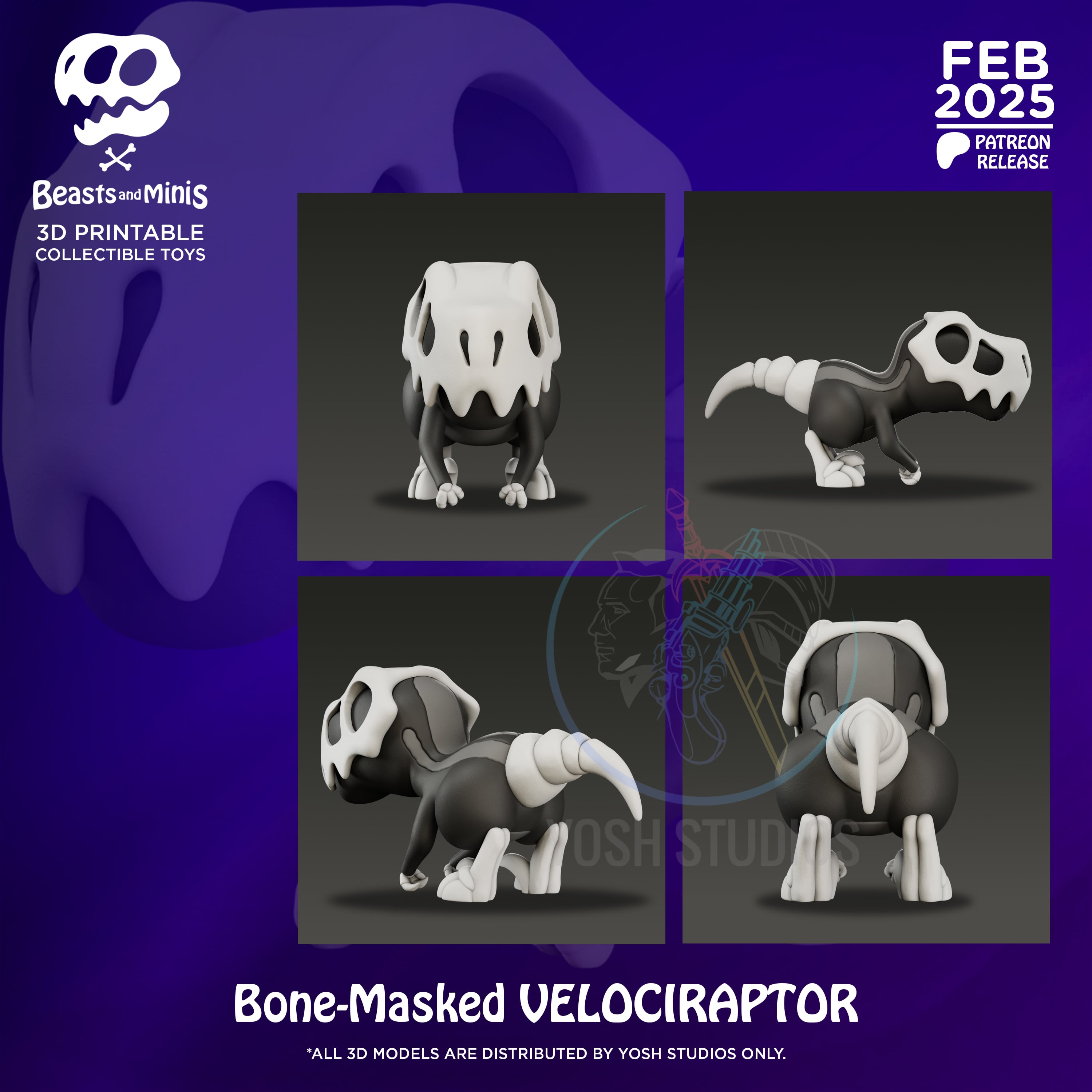 Boney Velociraptor 3D Printer STL File 3d model