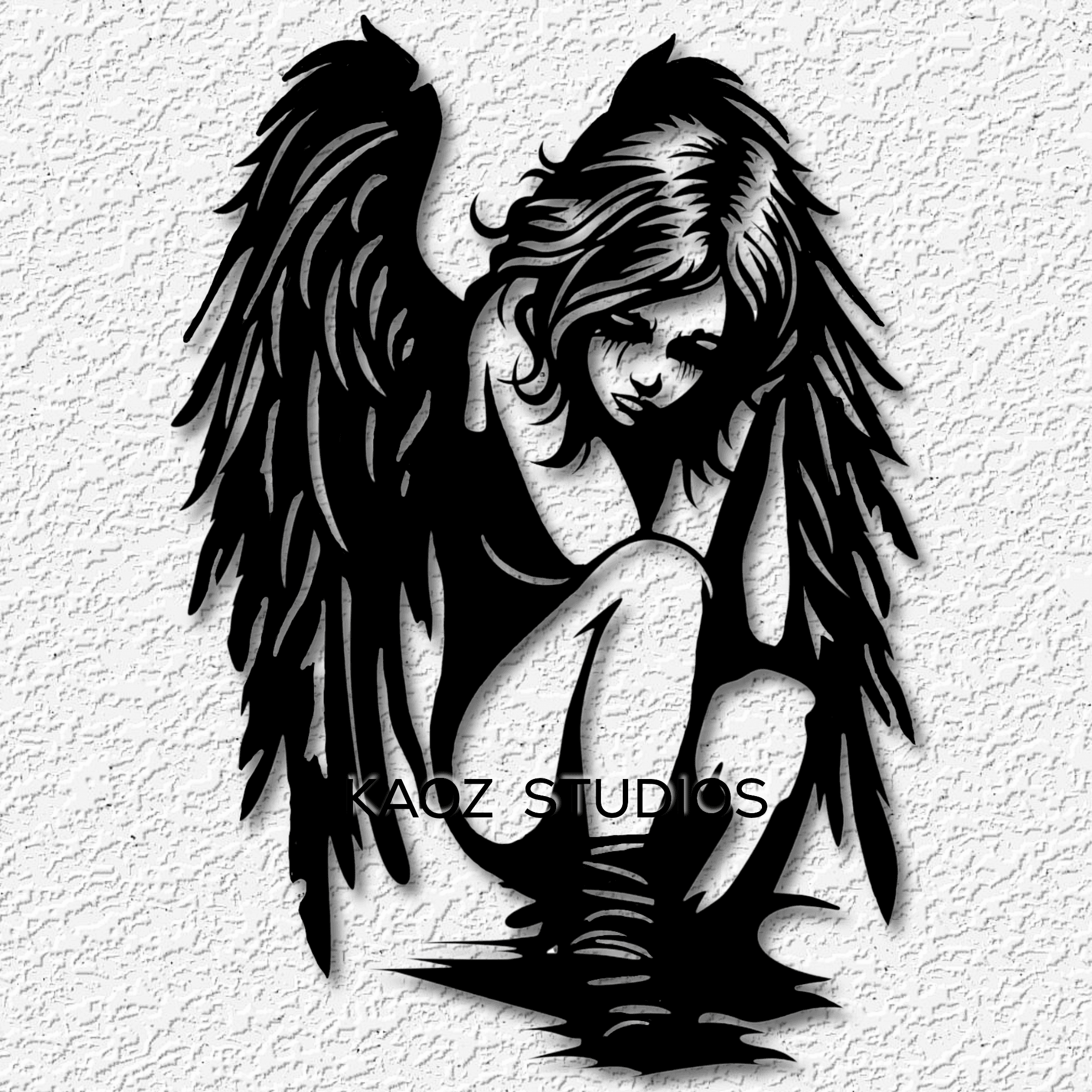 fallen angel wall art gothic wall decor broken wings 3d model
