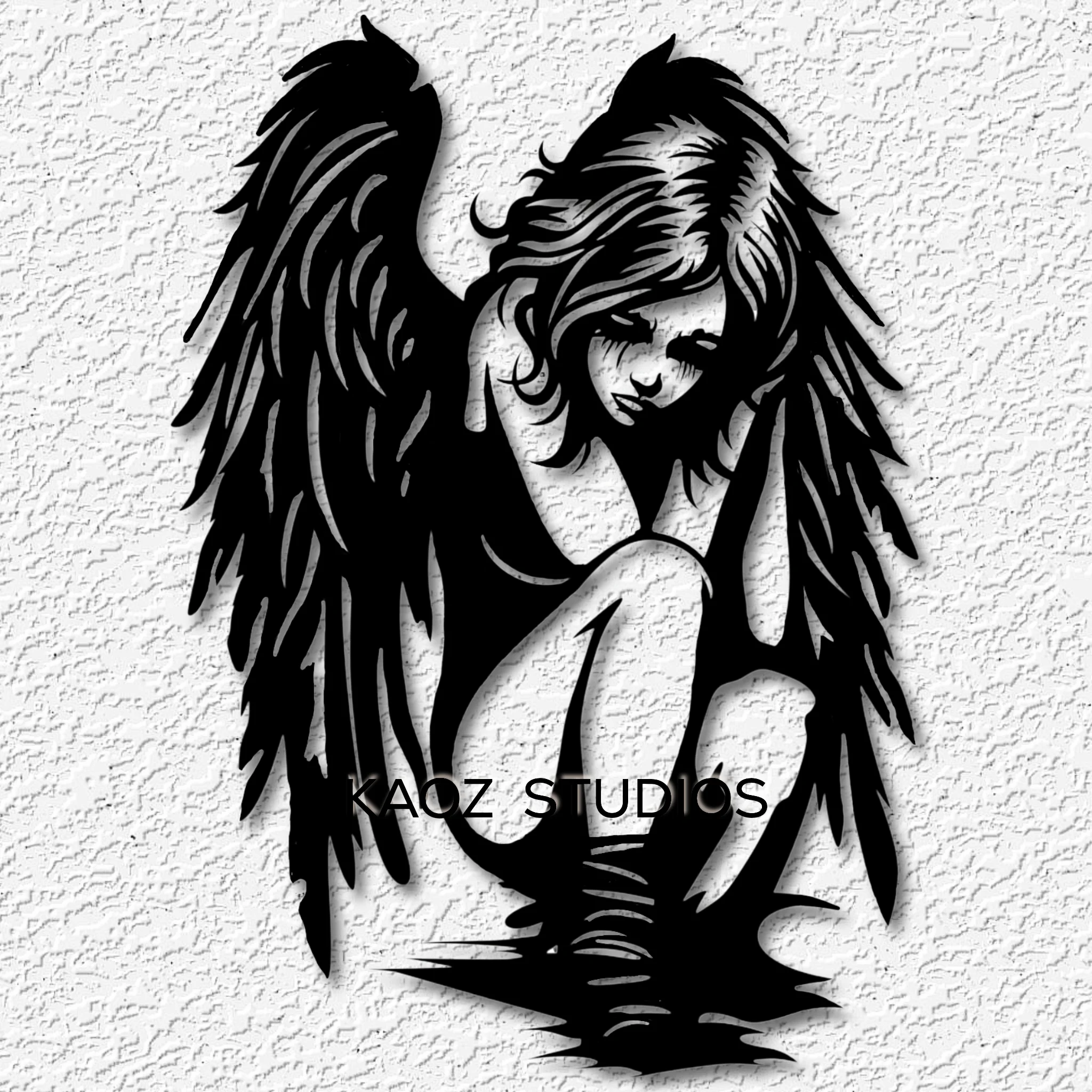fallen angel wall art gothic wall decor broken wings 3d model