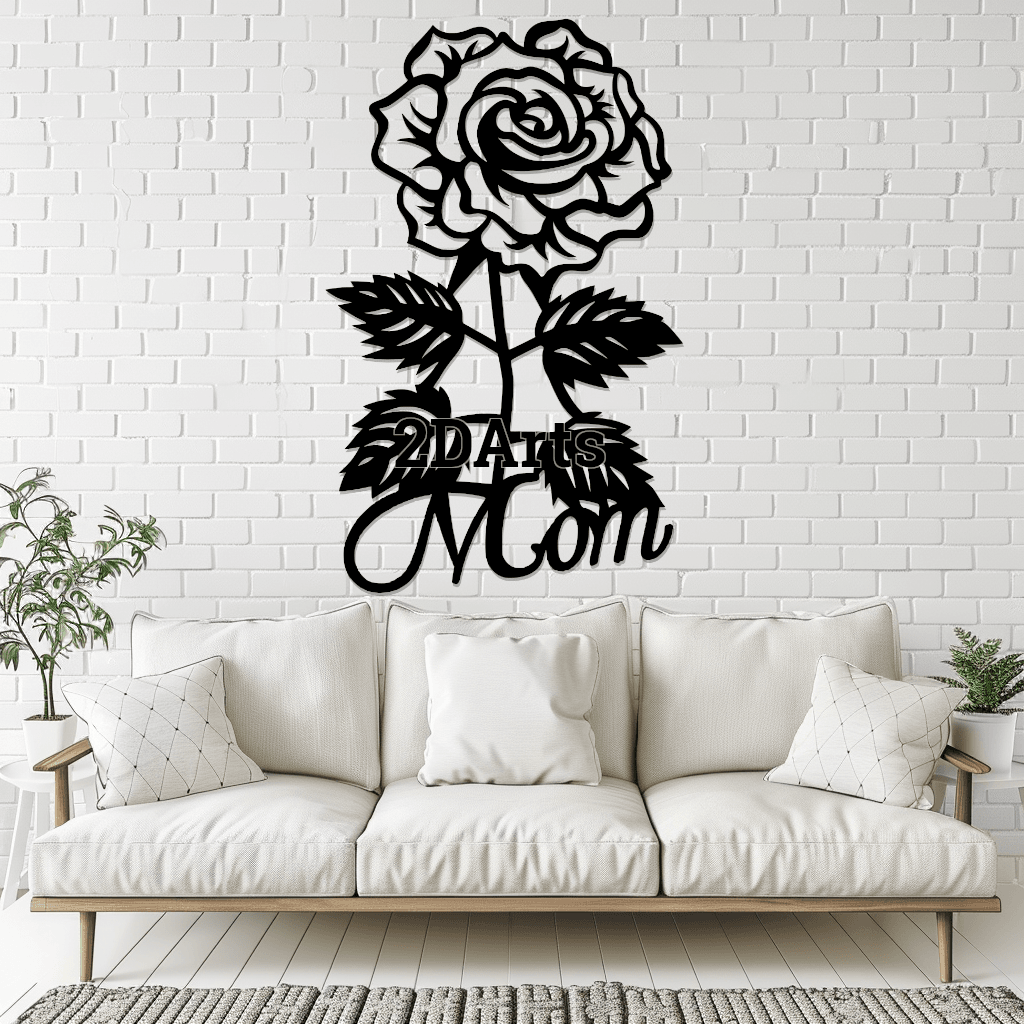 Rose with "Mom" Writing 2D Wall Art/Window Art 3d model