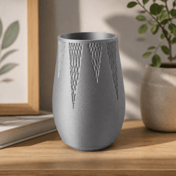 Silver Geometric Vase - Modern Textured Decor 3d model