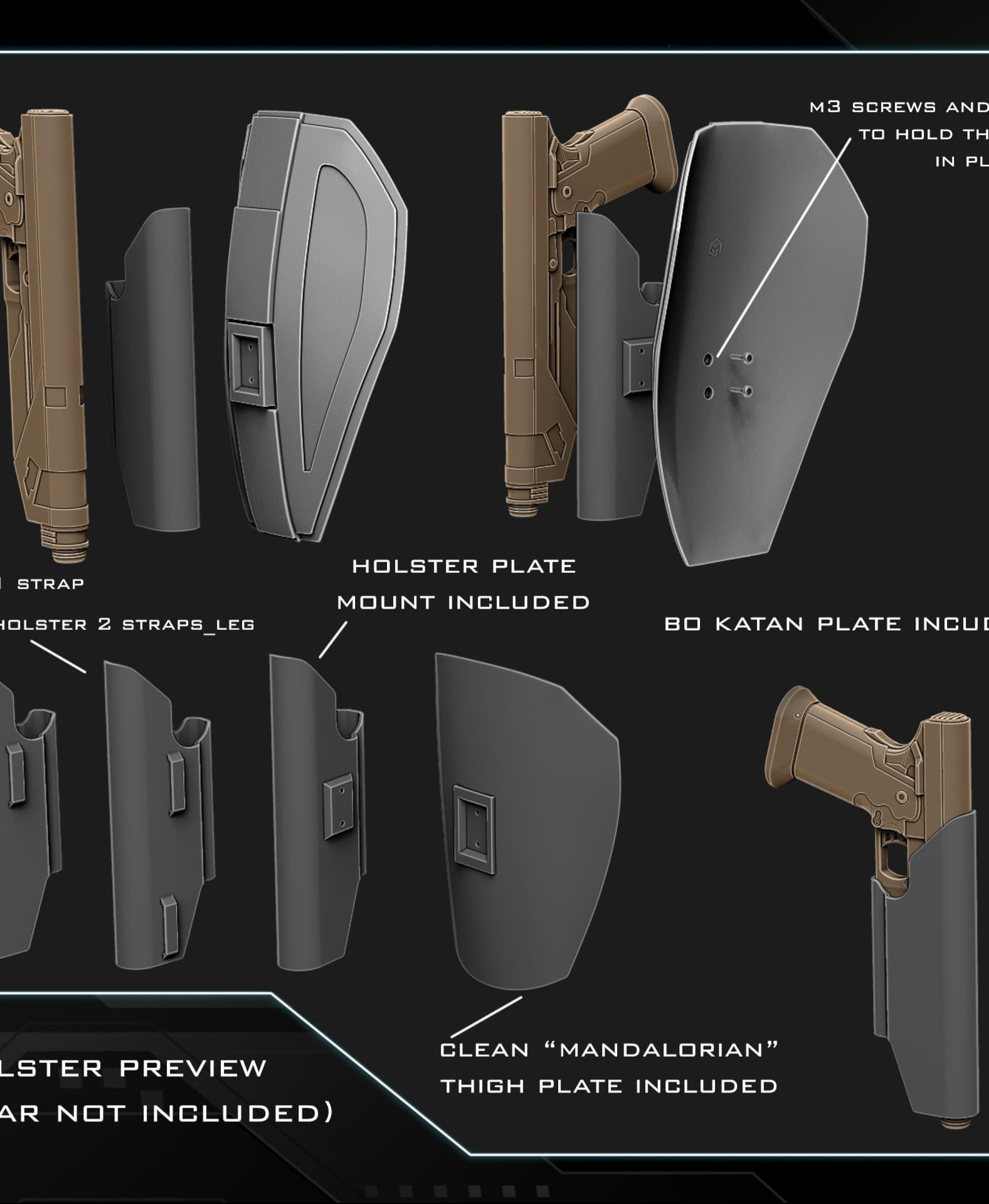Westar holster / Thigh plate 3d model