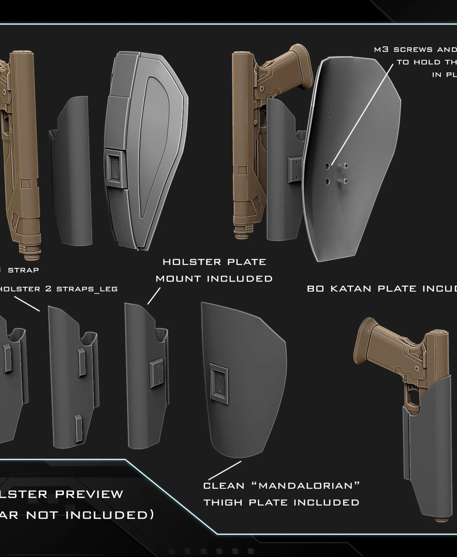 Westar holster / Thigh plate 3d model