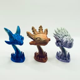 Cute Glasses Holder - Three Sculptures - No Supports - Dragon - Axolotl - Dinosaur 3d model