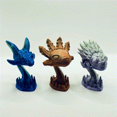 Cute Glasses Holder - Three Sculptures - No Supports - Dragon - Axolotl - Dinosaur 3d model