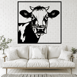 Cow Face 2D Wall Art/Window Art - A Delightful Addition to Your Rustic Decor 3d model