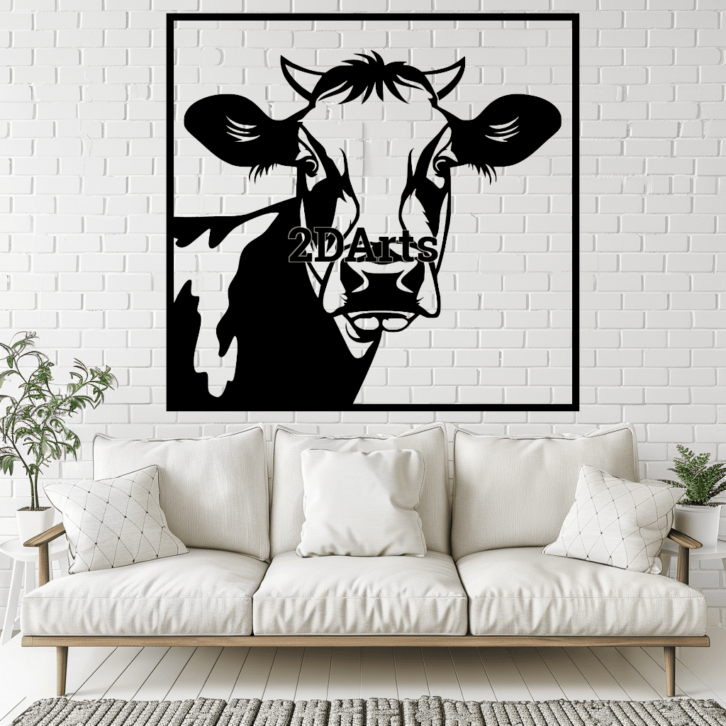 Cow Face 2D Wall Art/Window Art - A Delightful Addition to Your Rustic Decor 3d model