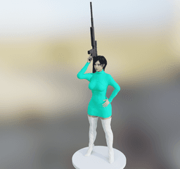 Deadly Beauty with Sniper Rifle – Action Heroine Figure Asian Spy v2 3d model