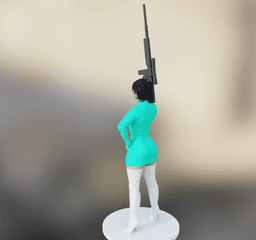 Deadly Beauty with Sniper Rifle – Action Heroine Figure Asian Spy v2 3d model