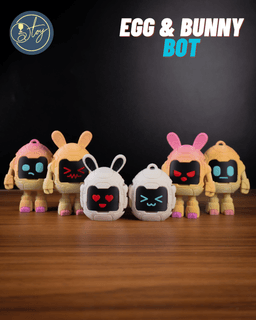 TRANSFORMING EGG-BOT & BUNNY-BOT WITH MODULAR STORAGE CASE 3d model
