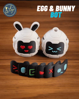 TRANSFORMING EGG-BOT & BUNNY-BOT WITH MODULAR STORAGE CASE 3d model