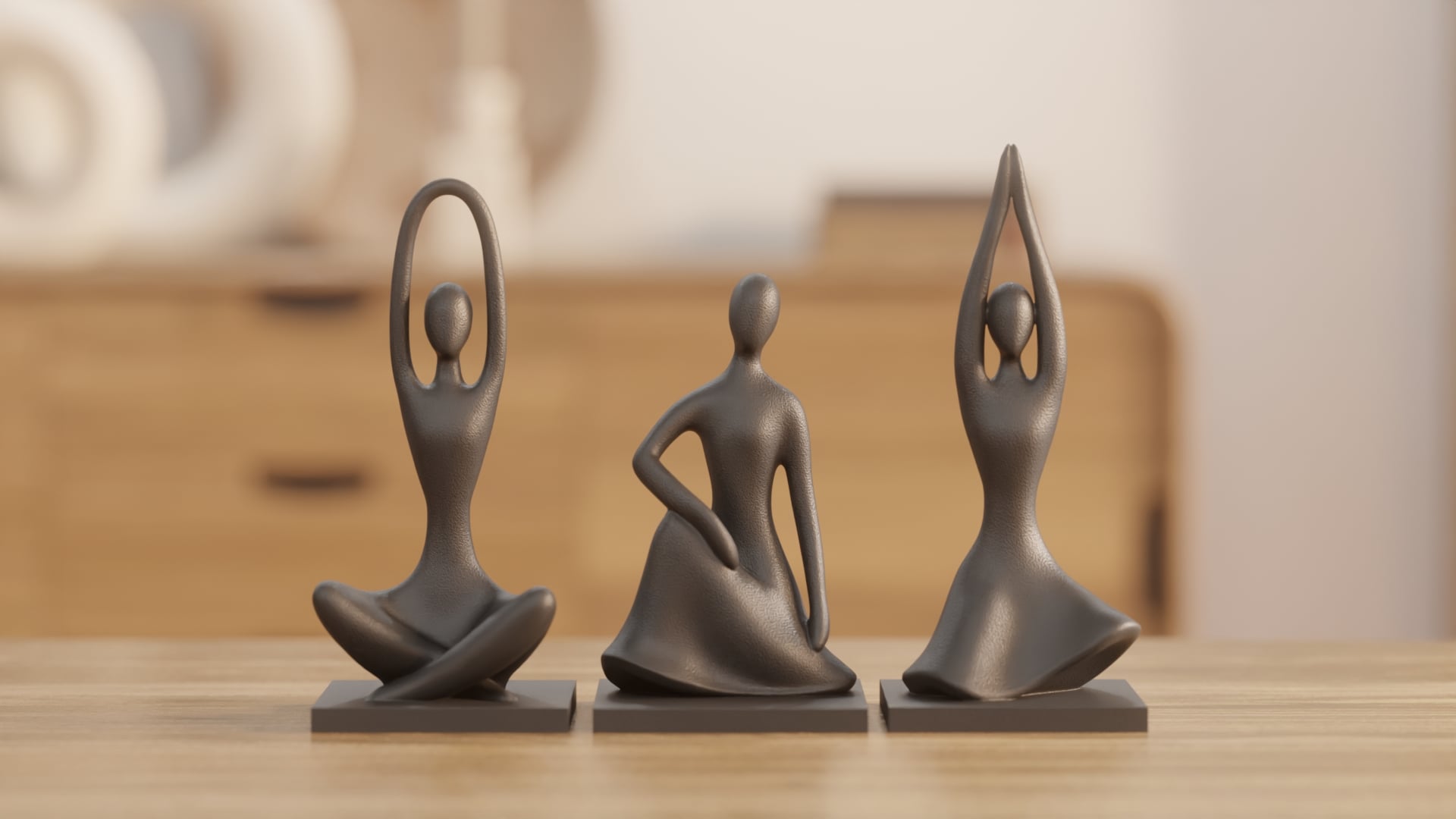 Harmony Pose Trio – Abstract Modern Sculptures 3d model