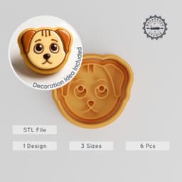 Stress Relief Animal Cookie Cutter & Stamp Set, Dog Emoji, Fondant Mold, S/M/L Sizes PRODUCT_872 3d model