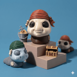 FlexiSlugs Pirate Rogue - Flexi Articulated Chibi Slug STL 3d model
