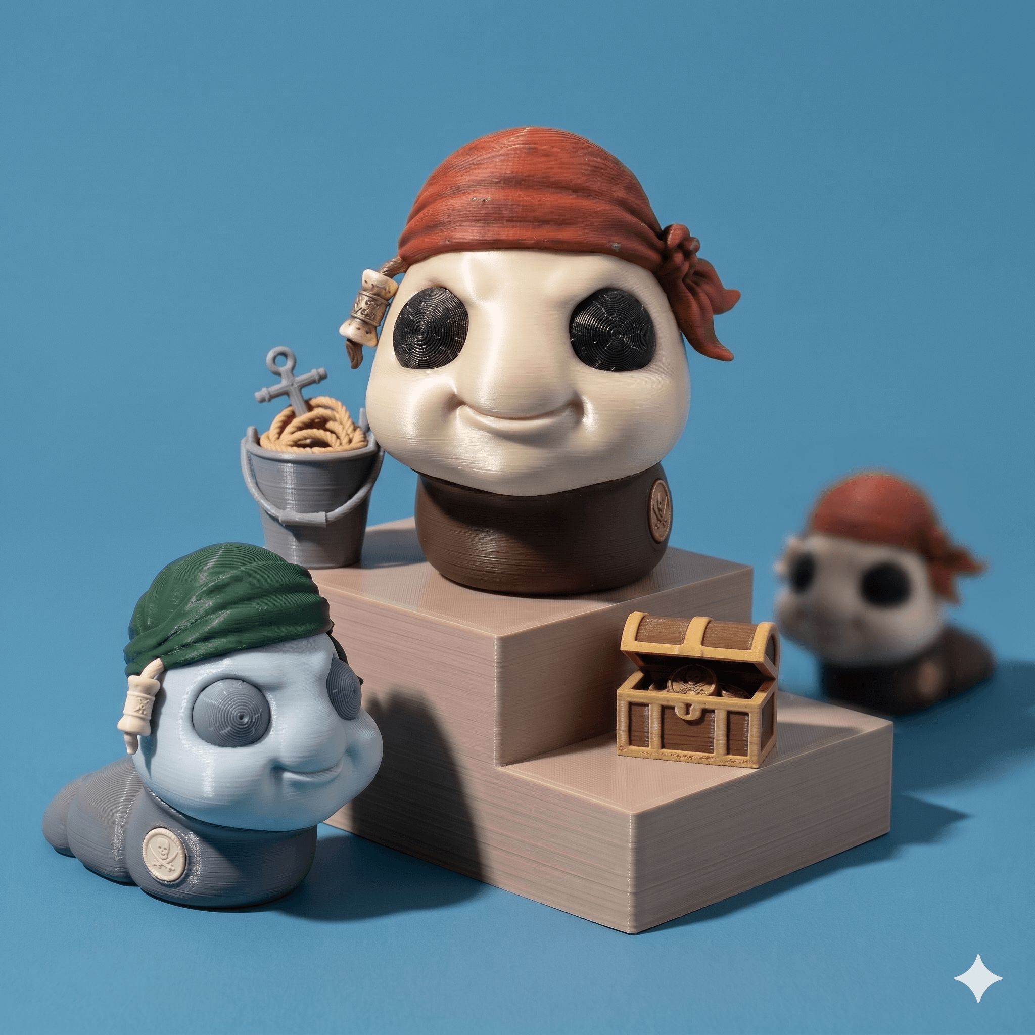 FlexiSlugs Pirate Rogue - Flexi Articulated Chibi Slug STL 3d model