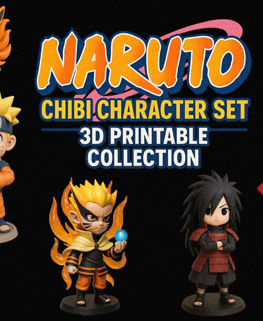 Naruto Chibi Character Set – 3D Printable Collection 3d model