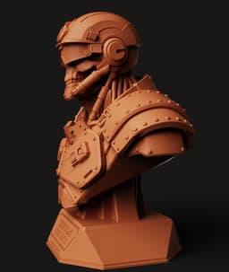 Undead Tactical Soldier Bust | Cybernetic Skeleton Warrior 3d model