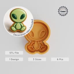 Alien & Space Creature Cutter Stamp Set, Cookie & Fondant Shapes, Small Medium Large, Extraterrestrial Design PRODUCT_1022 3d model
