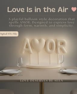 AMOR Balloon Letters 3D Print – Spanish Love, Romantic Valentine’s Day Centerpiece, Home Decor 3d model