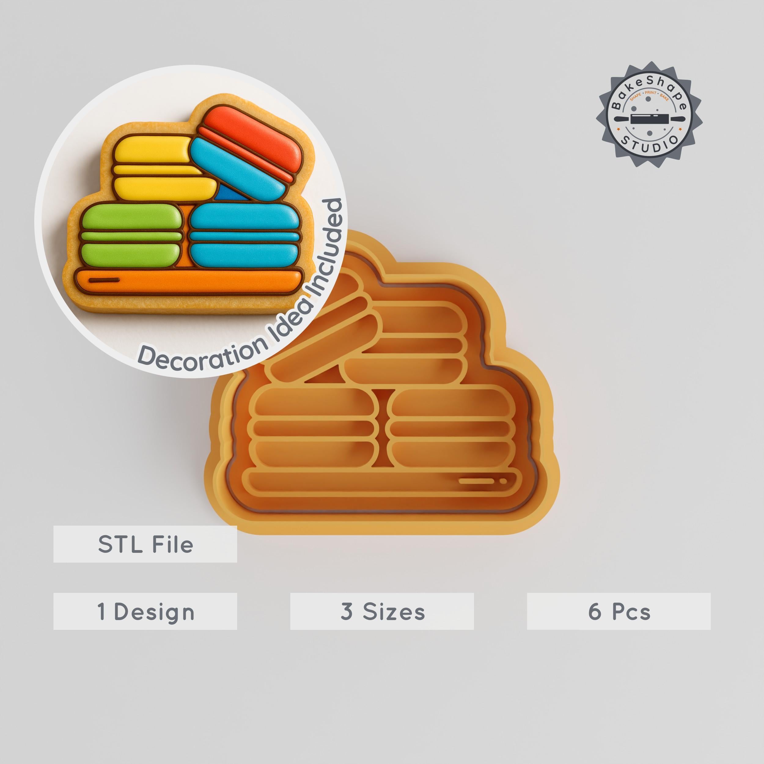 Macaron Shape Cutter & Stamp Set, Perfect for Cookies & Fondant, 6 Pieces, S/M/L Sizes PRODUCT_756 3d model