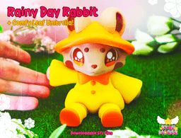 Rainy Day Bunny Flexi + Diorama 3d model