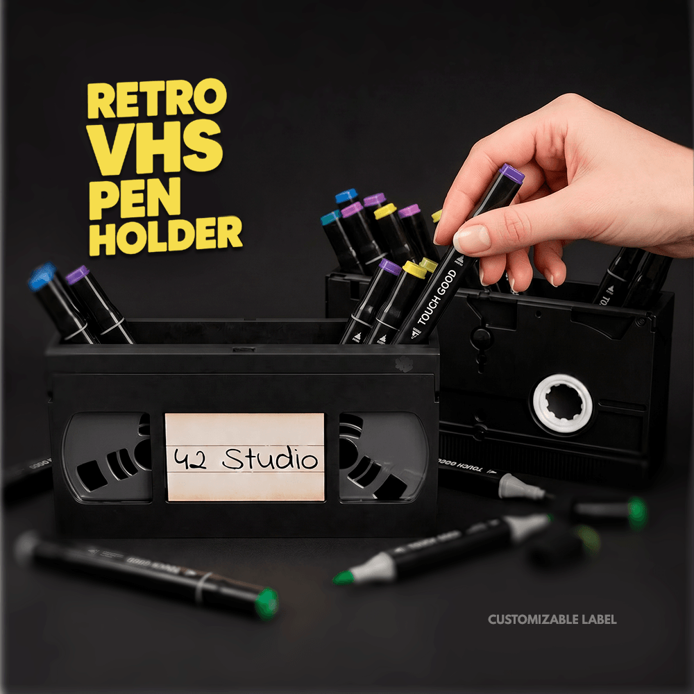 Cassette Pen Holder — VHS Retro Desk Organizer 3d model