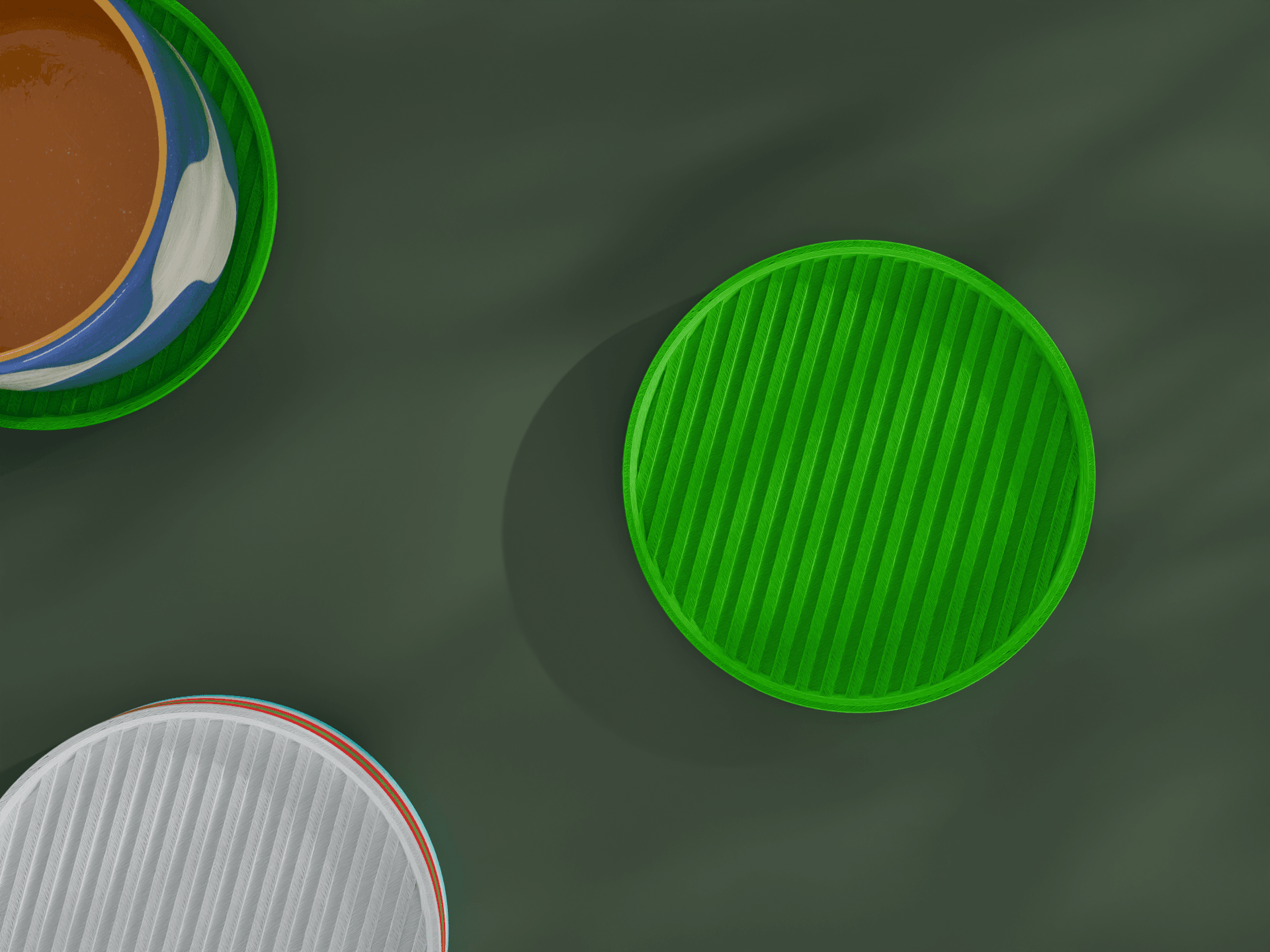 Stackable Striped Circle Coaster Set 3D Print STL File | 3 Sizes 3d model