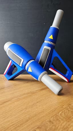 Blue Ranger Turbo Hand Blasters (Muffler Guns) - 1:1 Scale Replica 3d model